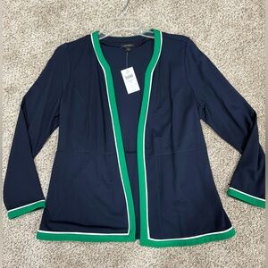 J. Jill Navy Blazer with Green and White Trim